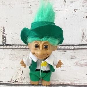 RUSS St Patricks Day Leprechaun Troll Doll Vintage 5" Green Hair